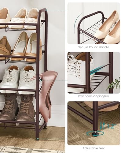 SONGMICS 4-Tier Stackable Metal Shoe Rack, Holds Up to 16 Pairs of Shoes