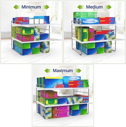 YAN & HIN Kitchen Cabinet Organizer, Expandable Kitchen Aluminum Foil and Plastic Wrap Organizers, Sandwich Storage Bags organizer, bottle storage bag under sink organizer for Pantry Organization