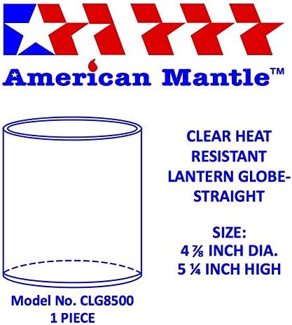 American Mantle Clear Straight Lantern Globe: CLG8500 (Replacement for CLMN R690B048C) - 4.92"x4.92"x5.31"