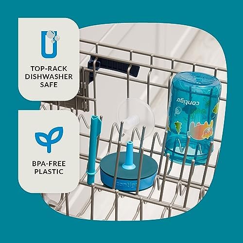 Contigo Kids’ Leighton Straw Tumbler with Spill-Proof Leak-Proof Lid 14oz Juniper/Blue Forest