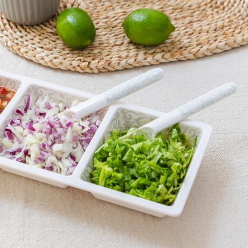 Prepara Taco Spoon, White Calavera Calm, Set of 2, 7.2'x1'