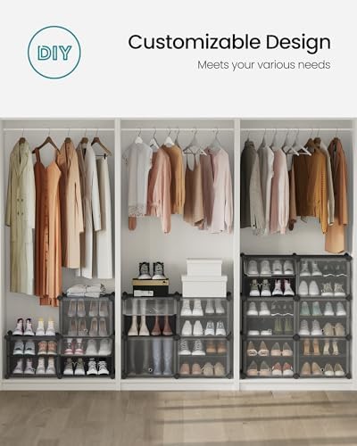 SONGMICS Shoe Rack, 8-Tier with Doors, 32-Pair Storage Cabinet