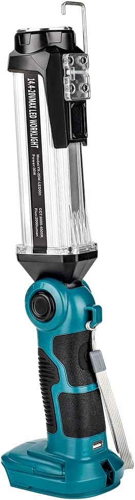 Cordless LED Work Light for Makita 18V Li-ion Battery, 35W 2000LM Outdoor Flashlight Portable Camping Lanterns with Hook, 90°Rotatable for Car Repairing, Job Site Lighting, Emergency