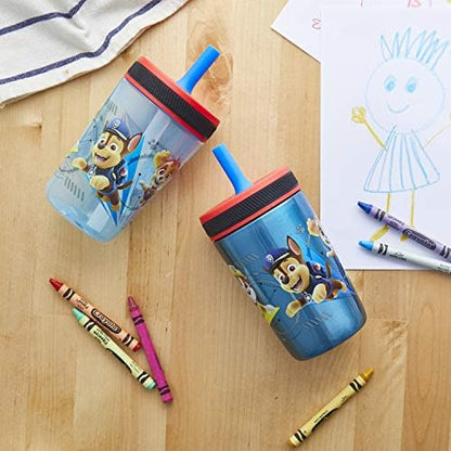 Zak Designs PAW Patrol Kelso Tumbler Set, Leak-Proof Screw-On Lid with Straw, Bundle for Kids Includes Plastic and Stainless Steel Cups with Additional Sipper (Paw Patrol), 3 Piece Set (Pack of 12)