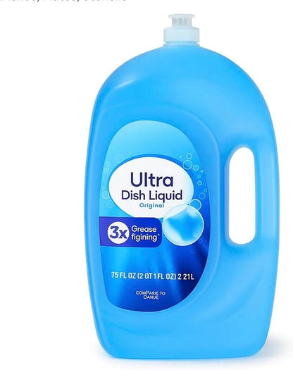 Ultra Strength Liquid Dish Soap, Original Scent, 75 fl oz – Grease-Fighting Concentrated Dishwashing Liquid for Sparkling Clean Dishes, Plates, Utensils (set of 1)