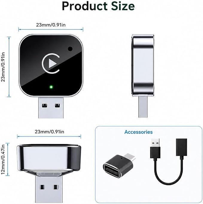 Wireless CarPlay and Android Auto Adapter for Volkswagen Tiguan 2016-2025- Mini Plug and Play Converter for Stable Connection