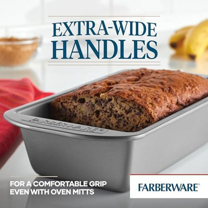 Farberware Nonstick Bakeware Bread and Meat Loaf Pan Set for Baking, Gray