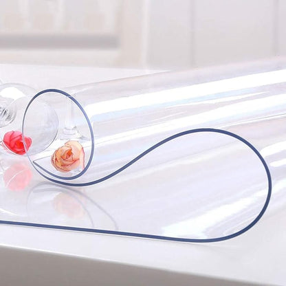 NECAUX Custom 48 x 75 Inch Clear Table Cover Protector, 1.5mm Thick Wood Grain Transparent Table Pad Non-Slip Tablecloth Plastic Protective Pad for Dining Room Table, Conference Table