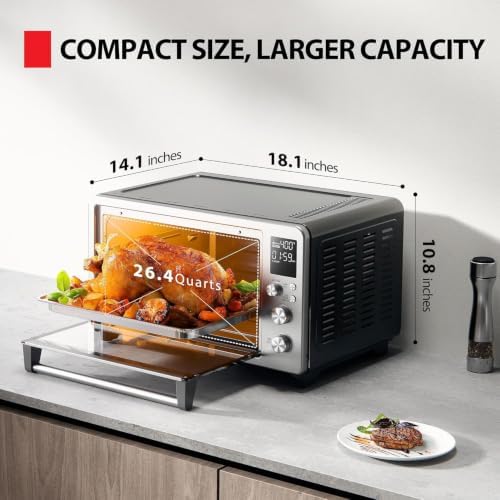 TOSHIBA ChefFry Air Fryer Toaster Oven Combo, 26.4-Quart, Stainless Steel