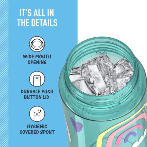 THERMOS FUNTAINER 16oz Plastic Bottle with Spout Lid, Rainbows