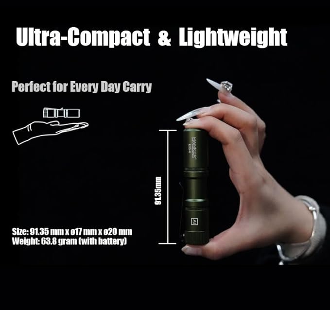 Manker E05 II High Output EDC Flashlight Eeay to Carry, for Camping, Hiking (Silver (Original raw Color), 1300 Lumens 6500K Cool White)