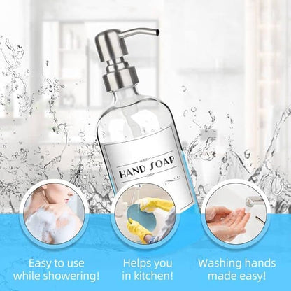 ARKTEK Refillable Soap Dispenser - 17 Oz Clear Glass Bottle