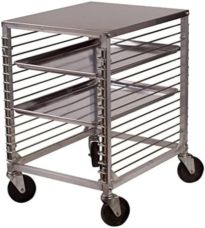 Winco 15-Tier Aluminum Sheet Pan Rack with Hard Top and Wire Slides