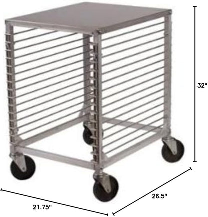 Winco 15-Tier Aluminum Sheet Pan Rack with Hard Top and Wire Slides