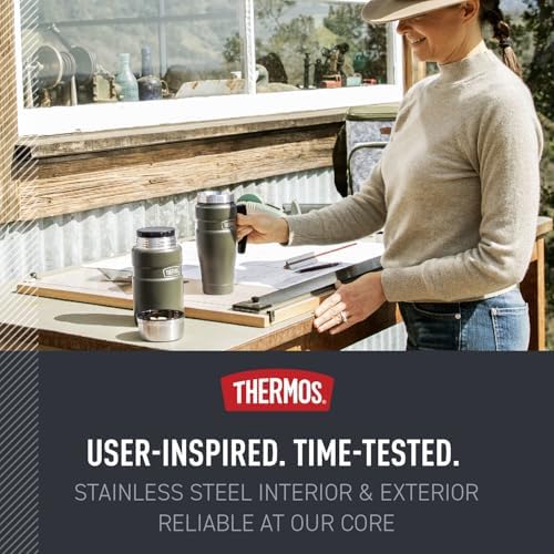 THERMOS Stainless King Travel Mug with Handle, 16oz, Matte Steel