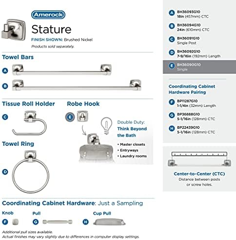 Amerock Stature Single Prong Brushed Nickel Wall-Mounted Hook