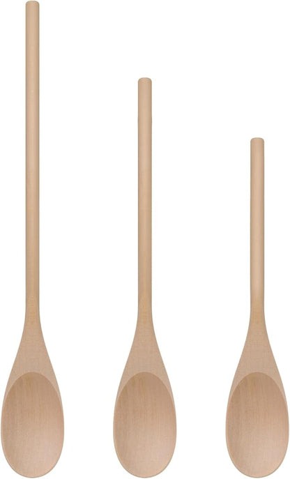 LorisArm 3PC Wooden Spoon for Cooking, Long handle 12" 10" 8" Wood Serving