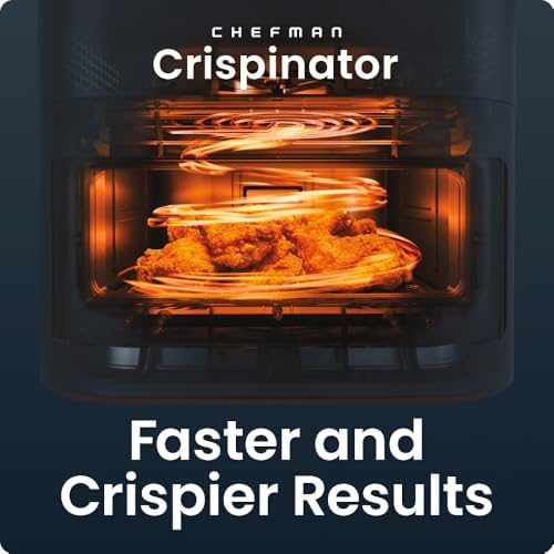 Chefman Crispinator Air Fryer 7-in-1 with 8 Qt Capacity, 450°F Max Temp & TurboFry Pro Technology for Fast, Even Results, Bake, Broil, Dehydrate, Viewing Window, Nonstick Ceramic-Coated Basket
