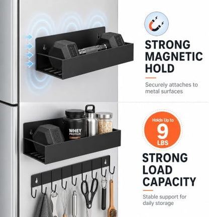 SMRCAD Metal Magnetic Spice Rack 4 Pack with Hook – Heavy-Duty