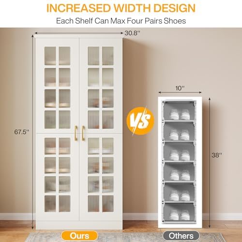 Tribesigns Tall Shoe Cabinet with Doors, 8-Tier Modern Shoe Storage Cabinet