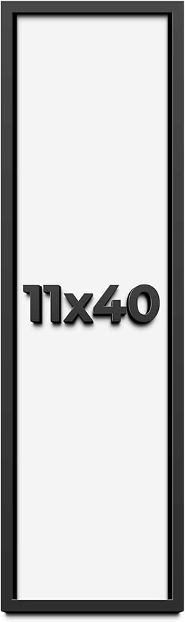 11x40 Shadow Box Frame Black | 1 Inch Deep Solid Wood Shadowbox Display Frame |