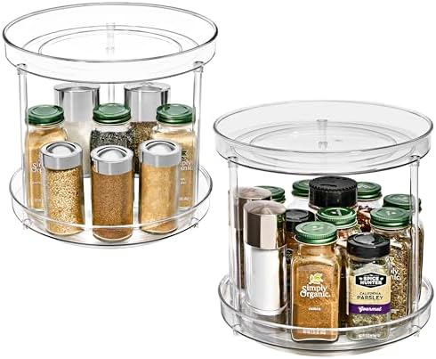 Sorbus Lazy Susan Organizer, Clear Turntable Organizer (2 Tiered 2 Pack)