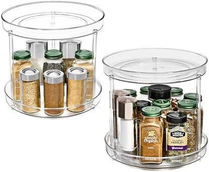 Sorbus Lazy Susan Organizer, Clear Turntable Organizer (2 Tiered 2 Pack)