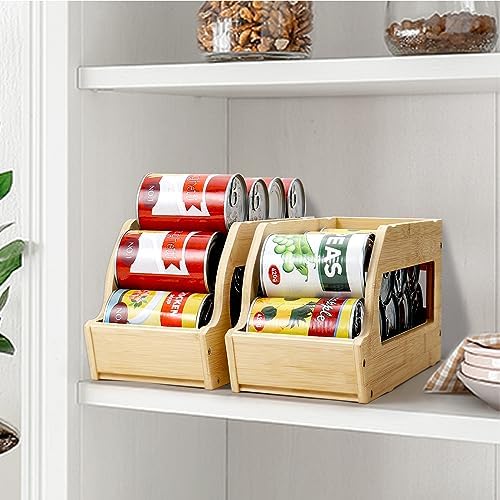 Yumkfoi Bamboo Can Organizers and Storage for Pantry(2 Pack), Stackable