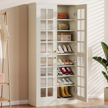 Tribesigns Tall Shoe Cabinet with Doors, 8-Tier Modern Shoe Storage Cabinet