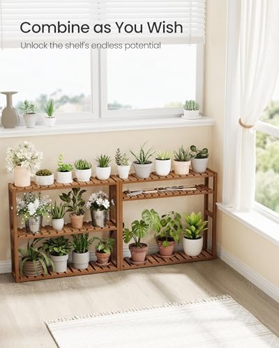 SONGMICS Bamboo Bathroom Shelf, 3-Tier Adjustable Plants Rack