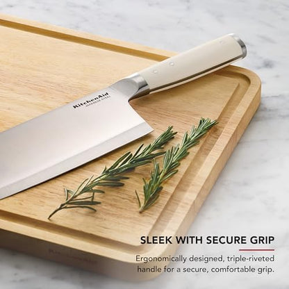 KitchenAid 6 Inch Forged Cleaver, Japanese Steel, Eastern-Style Ergonomic Handle with Blade Cover, Milkshake