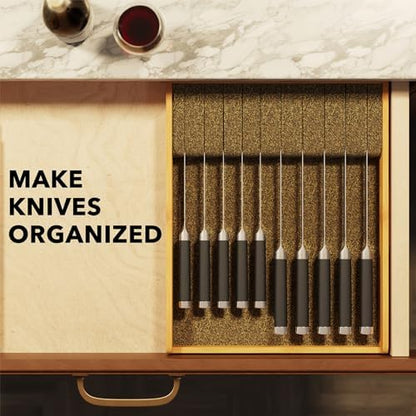 SpaceAid Large Knife Drawer Organizer Bamboo Insert Dock, Kitchen Steak Knives Holder Organizers Block for Drawer in Storage Organization (Large)