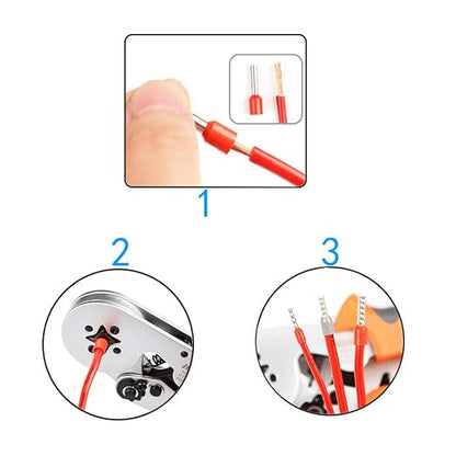 8 Gauge Wire Ferrule Connectors, for 8 Awg Automotive Power/Ground, Battery Cable, Car Audio, RV, Amp, CCA, 8ga Automotive Wire, Amp Kit, Battery Cables, Wiring Kit, (Red + Black Box of 150)