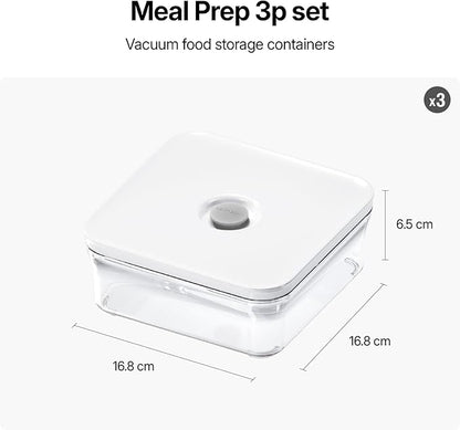 VAKUEN Premium Airtight Food Storage Container. Meal Prep 0.85qt 3pc/Set. 3pcs Container. Patented Double Silicone Lining, 100% Leak Proof, BPA-FREE