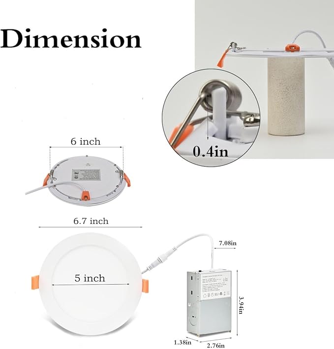 MKUJOO 96 Pack 6 Inch Ultra-Thin LED Recessed Ceiling Light