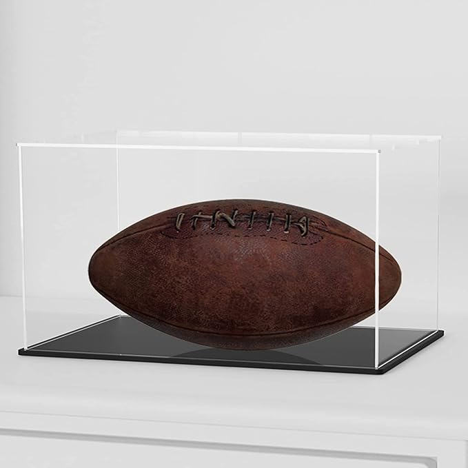 SVENJBB Acrylic Display Case, Acrylic Boxe for Display, Clear Display Cases with Matte Black Base and Lid for Football, Car Model and Figures, 12x8x8 Inch