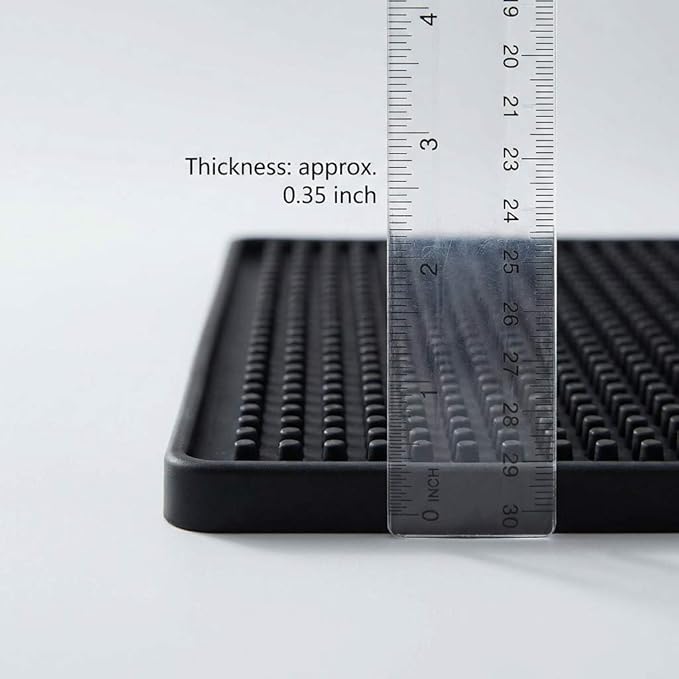 QWORK 12"x6" Black Rubber Bar Mat – 6 Pack Non-Slip Drainage Pad