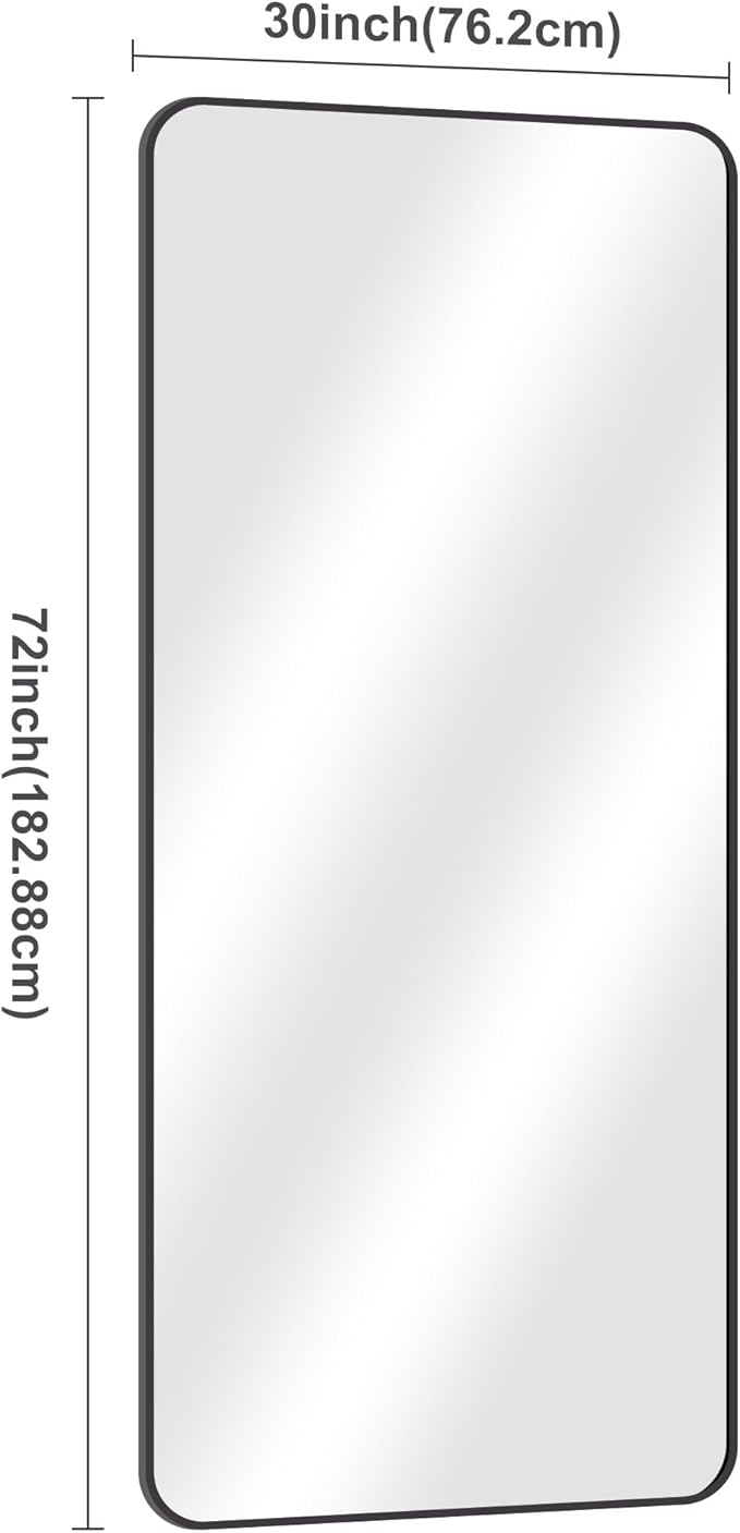 72" x 30"Bathroom Mirror, Matte Black Wall Mirror