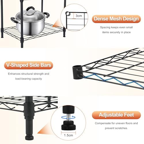 Whitmor 5 Tier Storage Shelves, Heavy Duty Metal Shelving, 200 lbs Capacity per Shelf, 1000 lbs Total, Easy Assembly for Kitchen, Garage, Plant, 18" L x 12" W x 50" H, Black