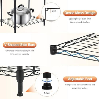 Whitmor 5 Tier Storage Shelves, Heavy Duty Metal Shelving, 200 lbs Capacity per Shelf, 1000 lbs Total, Easy Assembly for Kitchen, Garage, Plant, 18" L x 12" W x 50" H, Black