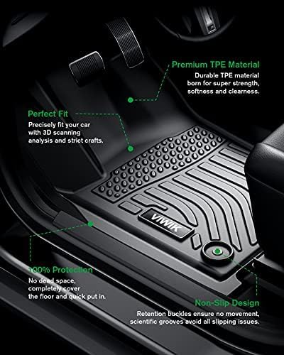 VIWIK Floor Mats for Toyota Corolla 2014-2019 with Automatic Transmission, TPE Rubber Car Mats All Weather Custom Floor Liners for Corolla 2014-2019, Front & Rear Automotive Floor Mats Black