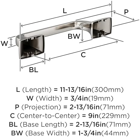 Amerock Highland Ridge Polished Nickel 9 inch (229 mm) Center-to-Center Towel Bar, BH36015PN