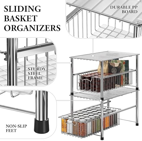 Simple Houseware Chrome Metal Stackable Storage Rack, 16.75 in L x 10.8 in W x 10.25 in H