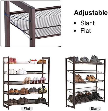 SONGMICS Metal Shoe Rack, 5-Tier Shoe Orgainzer, Holds 20-25 Pairs