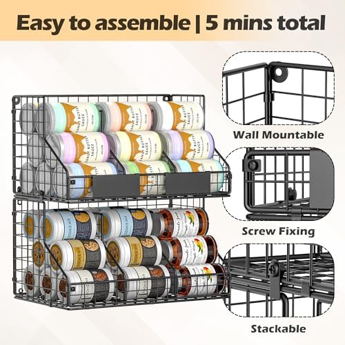 2 Pack Pantry Organizers and Storage Shelf Canned Food Organizer