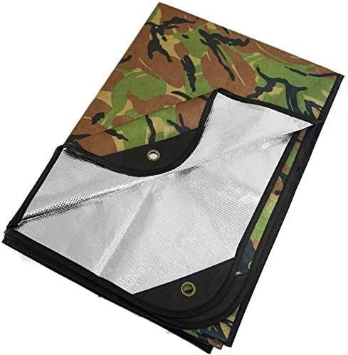Arcturus Insulated Tarp, Reusable Heavy Duty Thermal Survival Blanket ??60x82in, Reflects 90% Body Heat, Waterproof, Windproof, 3-Layer Design, Reinforced Grommets, Woodland Camo
