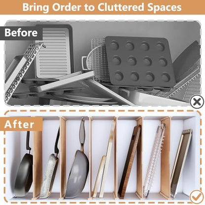 Celestite Wooden Baking Sheet Organizer for Cabinet, Baking Tray Organizer, Cookie Sheet Organizer for Cabinet Kitchen Storage Organization Accessories