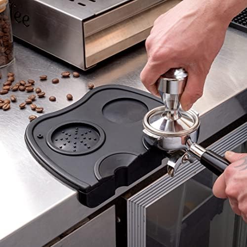 Restaurantware Espresso Tamping Mat - 8.25 x 5.75 Inches - Silicone Coffee Tamping Pad - Barista Tamper Mat - Non-Slip Black Design for Espresso Preparation and Barista Training