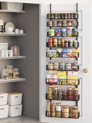 9-Tier Over Door Storage Rack, Heavy Duty Metal Hanging Organizer for Kitchen, Black