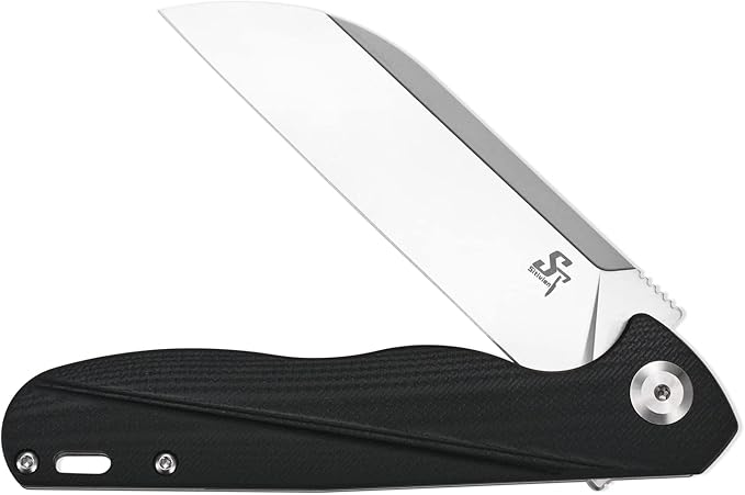Sitivien ST103 Folding Knife, D2 Steel Blade+G10 Handle Pocket Knife, EDC Tool Knife for Outdoor, Camping, Hunting, Survival (Black)